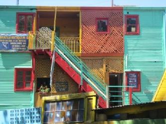 La Bocas Caminito mit den Bunden Blech Hausern, La Boca, die Tango Ecke Buenos Aires  Stadtrundfahrt Buenos Aires